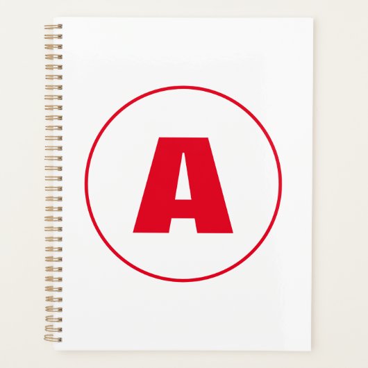 Moderne stilvolle Monogramm rote Anfangsbuchstabe Planer (Vorderseite)