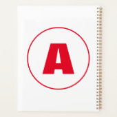 Moderne stilvolle Monogramm rote Anfangsbuchstabe Planer (Rückseite)