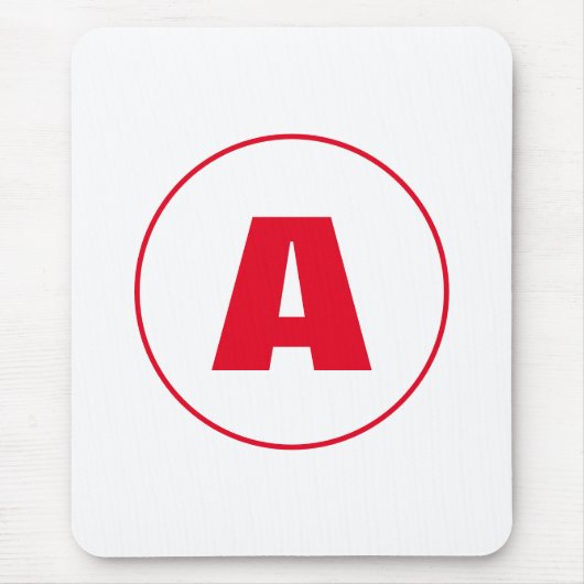 Moderne stilvolle Monogramm-Rote Initiale Buchstab Mousepad (Vorne)