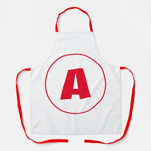 Moderne stilvolle Monogramm-Rote Initiale Buchstab Schürze (Vorderseite)
