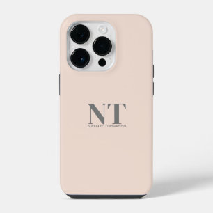 Moderne stilvolle monogrammierte rosa Pastellfarbe iPhone 14 Pro Hülle