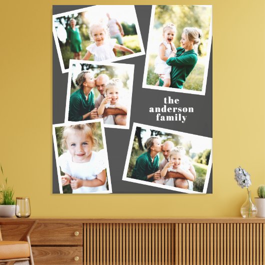Moderne, stilvolle Multi-Foto Familie graue Wohnge Leinwanddruck (Insitu (Wohnzimmer))