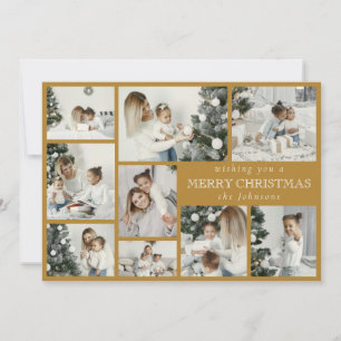 Moderne, stilvolle Multi Foto Grid Gold Holiday Ca Feiertagskarte