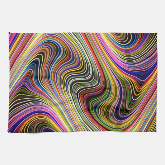 Moderne, stilvolle Multicolor Curvy Lines Küchentuch (Horizontal)