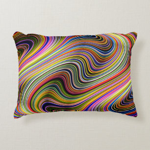 Moderne, stilvolle Multicolor Curvy Neon Lines Zierkissen