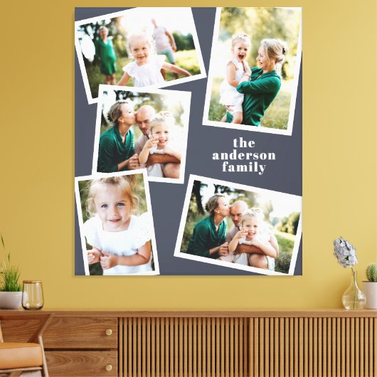 Moderne, stilvolle MultiFoto-Familie blaue Wohnges Leinwanddruck (Insitu (Wohnzimmer))