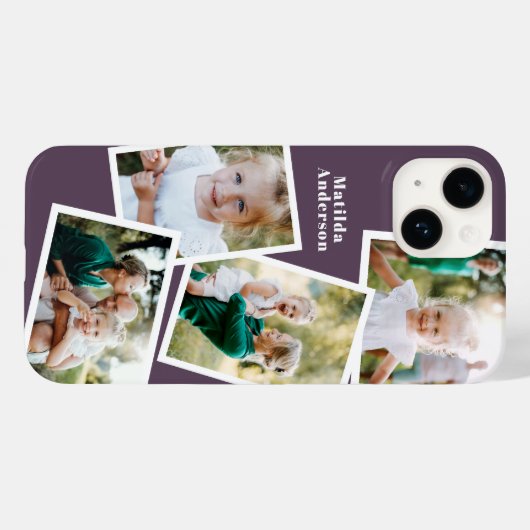 Moderne, stilvolle MultiFoto-Familie lila Case-Mate iPhone Hülle (Rückseite (Horizontal))