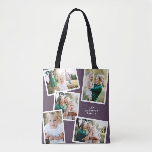 Moderne, stilvolle MultiFoto-Familie lila Tasche (Vorderseite)