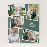 Moderne, stilvolle MultiFoto-Familie Zuhause Grün Puzzle<br><div class="desc">Modernes,  stilvolles Mehrfamilienhaus-Zuhause-Geschenk,  Idealer Jahrestag,  Geburtstag,  Muttertag,  Vatertag,  Neuhaus oder Weihnachtsgeschenk. Die Farbe der Farbe Grün der Farbe der Farbe der Farbe der Farbe des Sage kann geändert werden.</div>