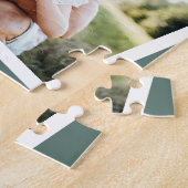 Moderne, stilvolle MultiFoto-Familie Zuhause Grün Puzzle (Seite)