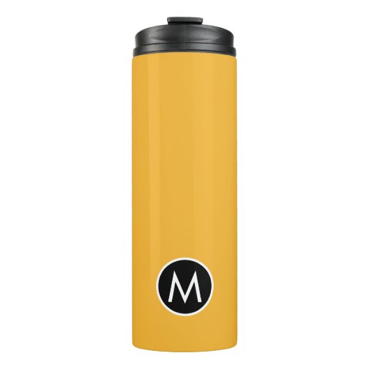 Moderne stilvolle Mustard Yellow Monogram Travel M Thermosbecher (Vorderseite)