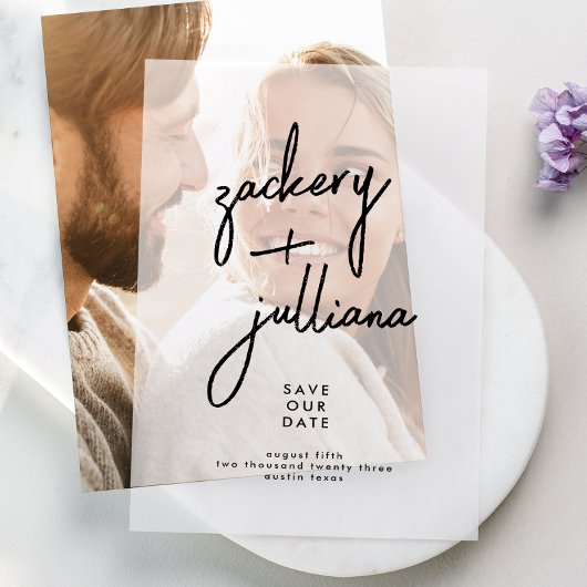 Moderne, stilvolle NAMES Save the Date Hochzeit Pergament Einladungen