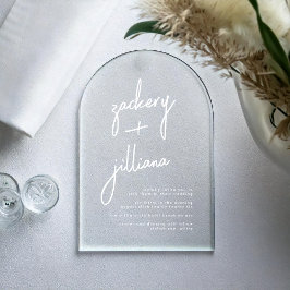 Moderne, stilvolle NAMES White Wedding Acryleinladungen