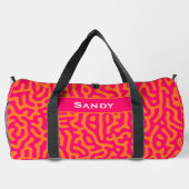 Moderne stilvolle orangefuchsien-Monogramm-Name Duffle Bag (Rückseite)