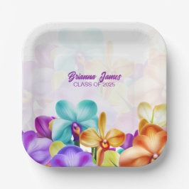 Moderne, stilvolle Orchideen Papier Teller