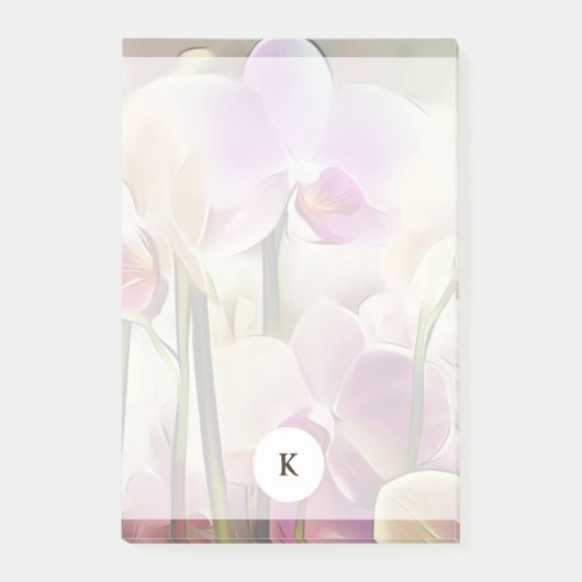 Moderne, stilvolle Orchids | Initial hinzufügen Post-it Klebezettel (Vorderseite)