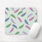 Moderne, stilvolle Pastel Blue Feathers Pattern Mousepad (Mit Mouse)