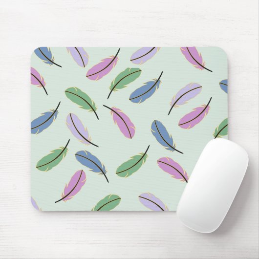 Moderne, stilvolle Pastel Blue Feathers Pattern Mousepad (Mit Mouse)