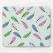 Moderne, stilvolle Pastel Blue Feathers Pattern Mousepad (Vorne)