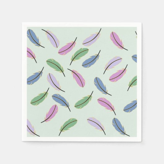 Moderne stilvolle pastellblaue Feder-Muster Serviette (Vorderseite)