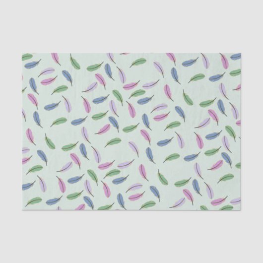 Moderne stilvolle pastellblaue Federn Muster Seidenpapier (Vorderseite)