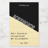 Moderne, stilvolle, pastellgelbe schwarze Kerzen i Lebensmitteletikett (Einzelnes Label)