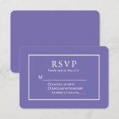 Moderne, stilvolle Periwinkle Wedding RSVP Karte (Vorne/Hinten)