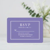 Moderne, stilvolle Periwinkle Wedding RSVP Karte (Stehend Vorderseite)