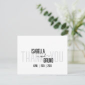 Moderne, stilvolle Personalisierte Schwarz-Text-Ho Dankeskarte (Stehend Vorderseite)