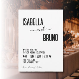 Moderne, stilvolle Personalisierte Schwarz-Text-Ho Einladung