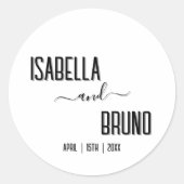 Moderne, stilvolle Personalisierte Schwarz-Text-Ho Runder Aufkleber (Vorderseite)