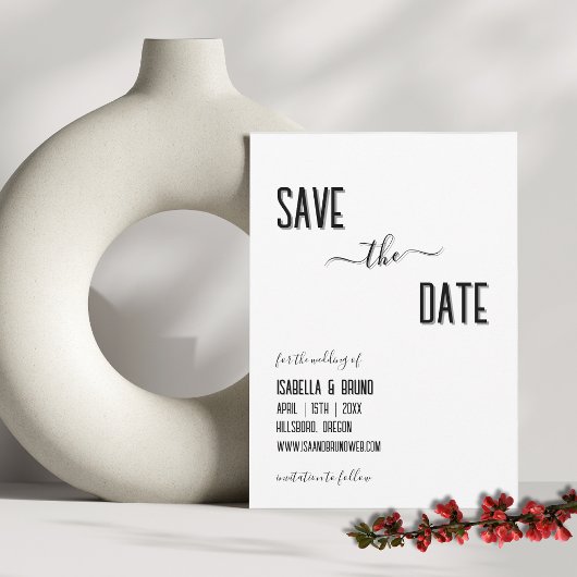 Moderne, stilvolle Personalisierte Schwarz-Text-Ho Save The Date