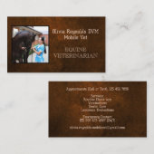 Moderne, stilvolle Pferdetierärztin Brown Texture Visitenkarte (Vorne/Hinten)