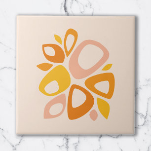 Moderne stilvolle Pfirsich-Tagetes-gelb Abstrakt Fliese