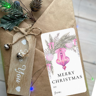 Moderne stilvolle Pink Bow Wasserfarbe Weihnachten Adressaufkleber