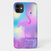 Moderne stilvolle Pink Flamingo Holographic Case-Mate iPhone Hülle (Rückseite)