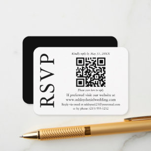 Moderne, stilvolle QR Wedding Schwarz-weiße UAWG Begleitkarte