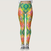 Moderne, stilvolle Quadrate Dreiecke Polygonmuster Leggings (Vorderseite)