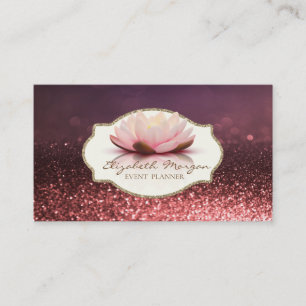 Moderne stilvolle Rahmen-Lotusblume Glitter Bokeh Visitenkarte