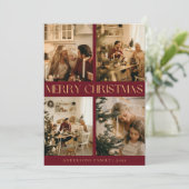 Moderne, stilvolle Red Merry Weihnachtskarte Feiertagskarte (Stehend Vorderseite)