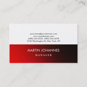 Moderne, stilvolle Red White Black Business Card Visitenkarte