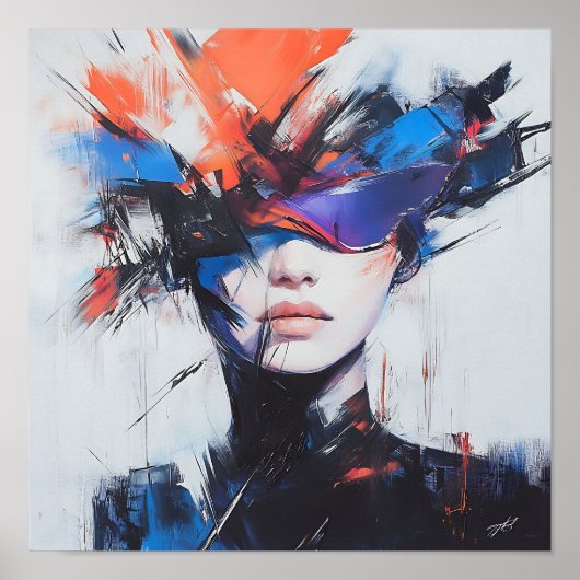 Moderne stilvolle Regenbogen Abstrakt Schöne Frau Poster (Vorne)