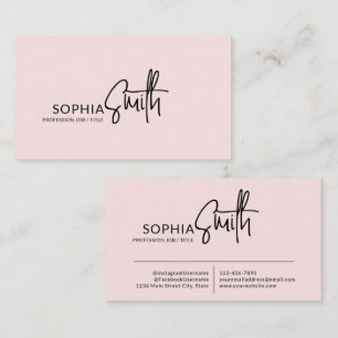Moderne stilvolle rosa handgeschriebene Schrift Visitenkarte