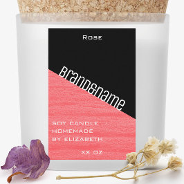 Moderne, stilvolle Rosa Schwarz - Zwei Farben Kerz Lebensmitteletikett