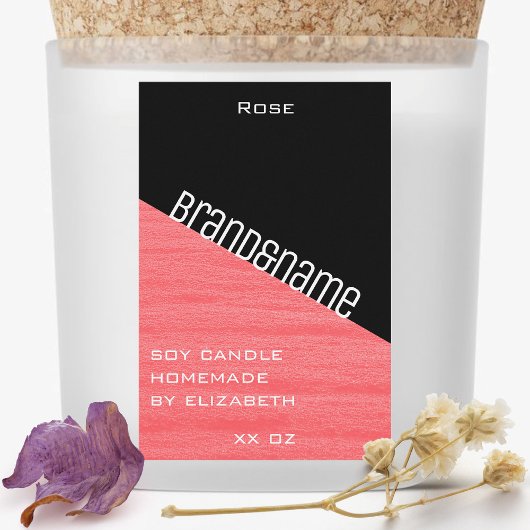 Moderne, stilvolle Rosa Schwarz - Zwei Farben Kerz Lebensmitteletikett