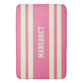 Moderne stilvolle rosa weiße Monogramm-Name  Badematte (Vorderseite Vertikal)