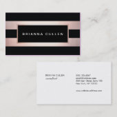Moderne, stilvolle Rose Gold Black Streifen Visitenkarte (Vorne/Hinten)