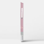 Moderne stilvolle Rose Gold Silber Glitzer Tropfen Case-Mate iPhone Hülle (Rückseite / Links)