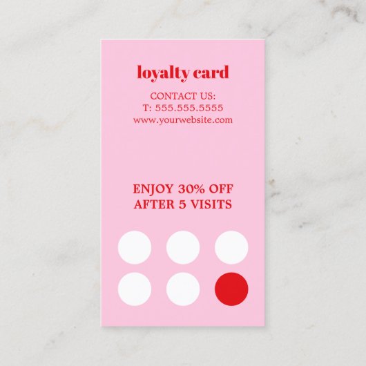 Moderne stilvolle Rose Red Bold Hair Salon Treuekarte (Rückseite)