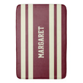 Moderne stilvolle rote weiße Monogramm-Name  Badematte (Vorderseite Vertikal)